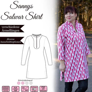 Sannys Salwar Shirt – 32-64 - E-Book and sewing instructions