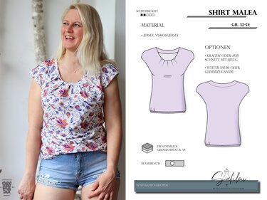 Shirt Malea – PDF-Schnittmuster Gr. 32-54 | Falten-Detail |