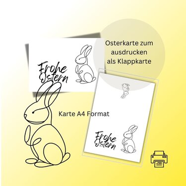 Osterkarte download Ostern Karte Grußkarte A4 digitaler Sofortdownload - Basteln