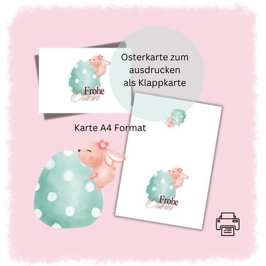 Osterkarte 2 download Ostern Karte Grußkarte A4 digitaler Sofortdownload - Basteln
