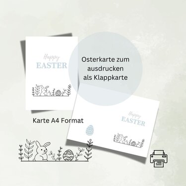 Osterkarte 3 download Ostern Karte Grußkarte A4 digitaler Sofortdownload - Basteln