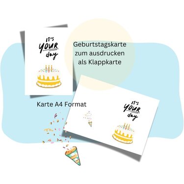 Geburtstagskarte 3 zum Ausdrucken - Basteln
