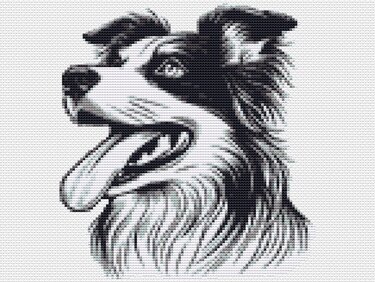 Kreuzstichvorlage Border Collie als PDF, sticke ein schönes Hundemotiv