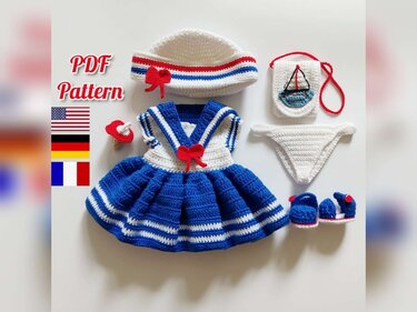 Sailor outfit pattern for Lulu, Crochet patterns for the dolls' clothes