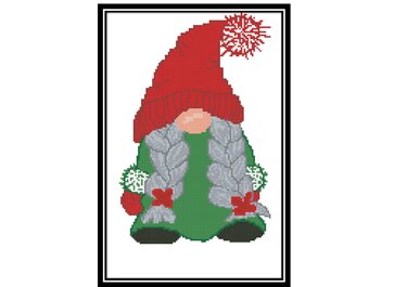 Christmas Gnomes modern cross stitch ,Weihnachtszwerge modernes Kreuzstichm - Embroidery