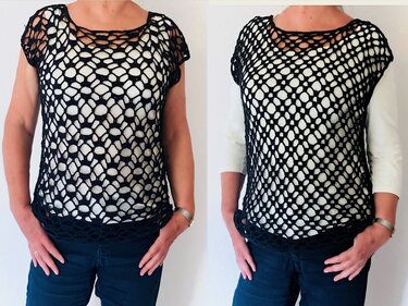 Netzshirt dunkelblau - 2 Muster - Häkelanleitung