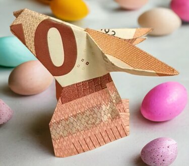Origami Geldschein Osterhase (**) - Basteln