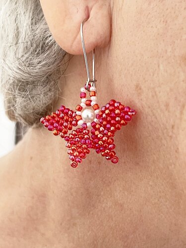 Beaded Butterfly Earrings, Beading Flowers Earrings, Beadwork Earrings - Crafts