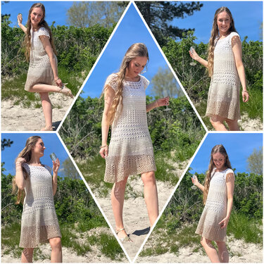 1-Bobbel-Häkelkleid CHAMPAGNE - Häkeln