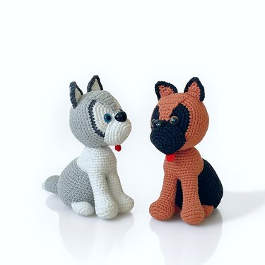 Husky and German shepherd. Low sew crochet pattern