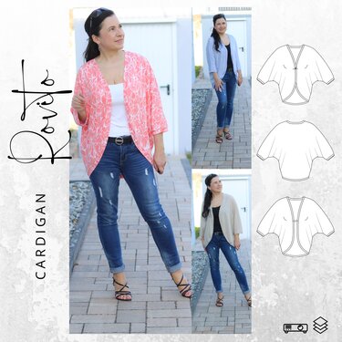 Schnittmuster Ebook PDF Cardigan ROVITO Gr. 34-54