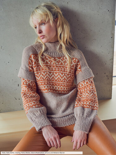 Oversize - Pulli mit Jacquardpasse - Stricken