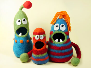 Crazy Monster, Türstopper, Aufbewahrung, Anleitung zum Häkeln und Filzen - Felting