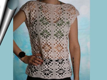 Häkelmuster - Blumen-Butterfly Shirt Sweater Häkelanleitung