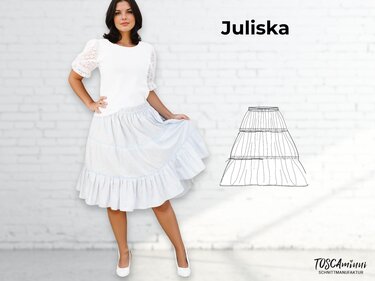 Nähanleitung Stufenrock Juliska Gr. 34-54 | Damen Rock für den Sommer