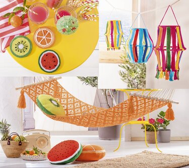 Fruchtige Deko - H&auml;ngematte, Lampions, Kissen - Häkeln