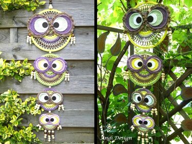 H&auml;kelanleitung Traumf&auml;nger / Dreamcatcher / Mandala, mit bunten Eulen - Häkeln