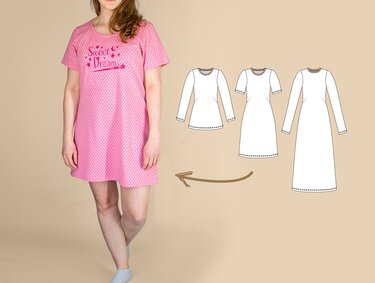 Schnittmuster für Shirt, Kleid und Nachthemd aus Jersey (Gr. 34–50)
