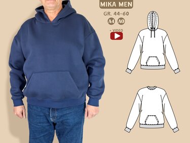 Mika Men Oversized Hoodie & Sweater Sewing Pattern | Men’s Sizes 44-60