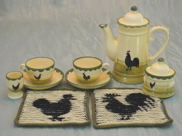 Hahn und Henne Illusionsstricken