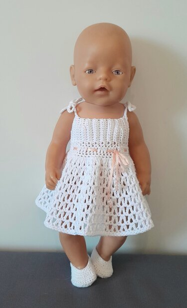 Häkelanleitung Kleid  "Lea" für 42 - 44 cm Babypuppen