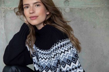 Strickpullover "Winter Moods" mit Muster und Kragen Strickanleitung // PDF
