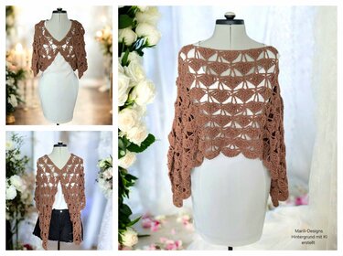 Häkelanleitung wandelbarer Poncho  im Fächermuster