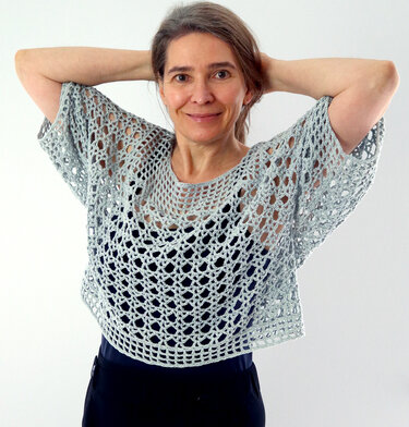 Tunic, Summer Sweater, Mesh Shirt "Sophia" (top-down raglan) - Crochet