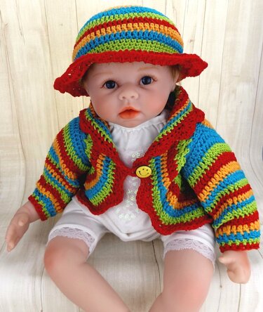 Babyjacke mit Sommerhut "Hippie" - Häkeln