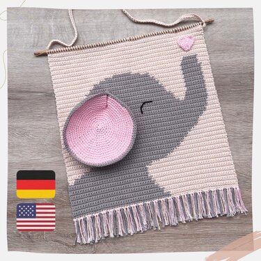 Wall Hanging Elephant - Crochet pattern | German & English