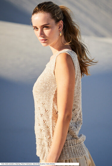 Sandfarbenes Top in A-Linie - Stricken