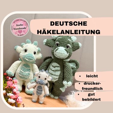Häkelanleitung Drache Schuppi ,PDF Deutsch