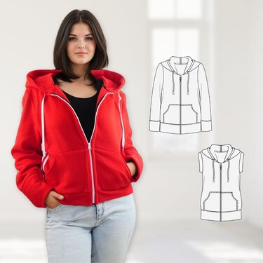 Sweat Jacket Winnie Size 34-54 Pattern + Sewing Instructions