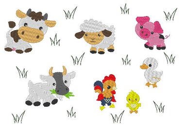 Bauernhof Tiere Stickdatei mit Taschenmotiv Kissen ITH - Sticken
