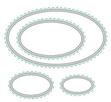 Stickdatei Button mit Wellenrand Rahmen in 7 Größen - Sticken