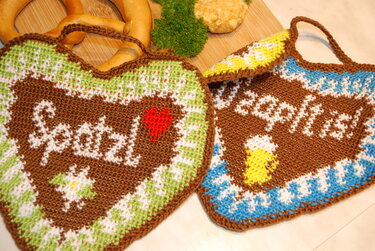 Tutorial doubleface potholders „Gingerbread heart“ - Crochet