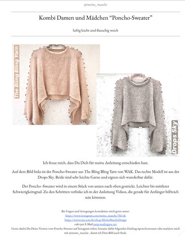 Bundle-Strickanleitung "Poncho-Sweater" für Damen und Mädchen. - Bild 2