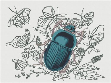 Beetle pattern cross stitch - Embroidery