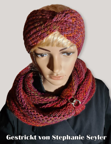 Strickanleitung 3-teilig:  Set Loop / Schlauchschal und Stirnband Harmony