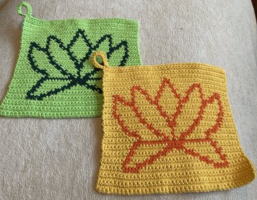 Häkelanleitung Topflappen "Lotus"