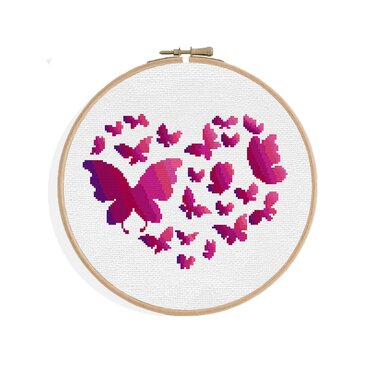 Kreuzstich * Schmetterlings Herz * Grafik f&uuml;r Stickbild - Sticken