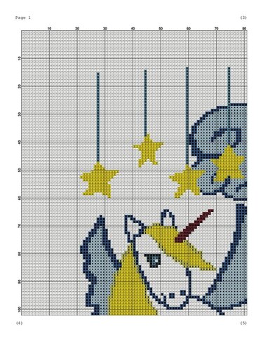 Baby birth announcement, unicorn cross stitch chart - Embroidery