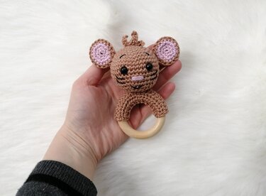 Crochet Pattern Mouse Rattle, crochet Babyrattle