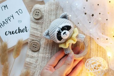 Crochet pattern baby rattle raccoon