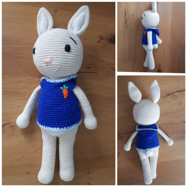 Süßer XL Hase mit Hoody Häkelanleitung (ca.35 cm)