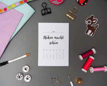 Vorlage Nähkalender 2021 im Postkartenformat - Basteln
