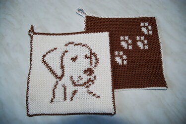 Tutorial doubleface potholders „Dog“ - Crochet