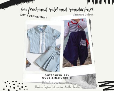 Gestreiftes Kurzarmhemd mit Faltenrock und maritimer Overall an einem Kind