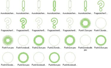 Punkt Fragezeichen und Ausrufezeichen Stickdatei - Sticken