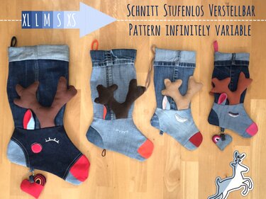 X-Mas Stocking Reindeer "RUDI", pattern + photo tutorial - Sewing